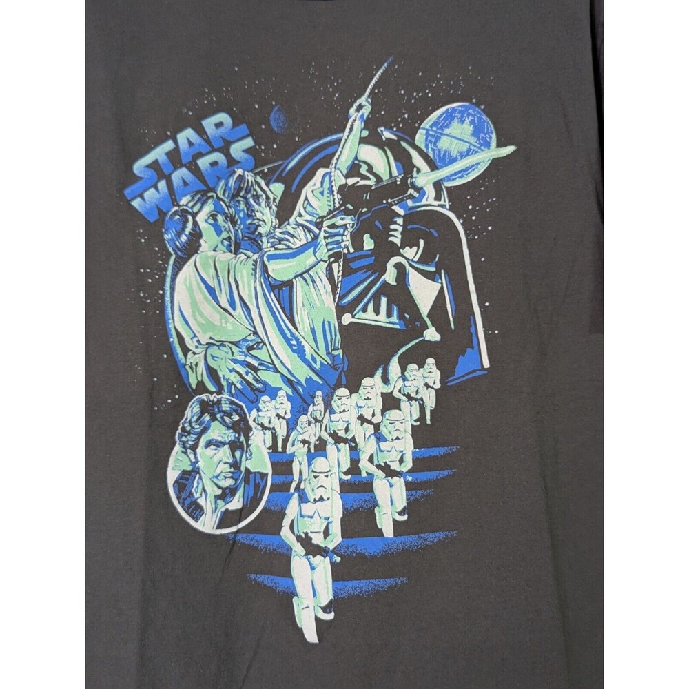Star Wars Graphic Tee Adult Large Gray 80s Retro Movie Cotton